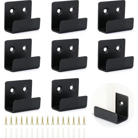 8 Pièces (Noir, Largeur Intérieure 20mm) Crochets Robustes Carreaux de Acier Inoxydable, Crochet Mural Robuste avec vis et Tube d'Expansion, Pour Salles de Bains, Cuisines et Garages (1/5)