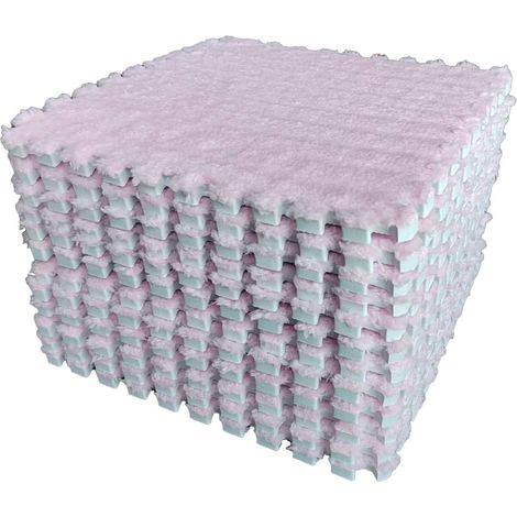 Ensemble de 12 dalles de moquette emboîtables en mousse EVA – Tapis de sol pelucheux, antidérapant et insonorisant – Pour chambre, crèche et salle de jeux (1/5)