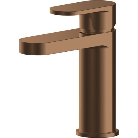 Balterley Enville Round Mono Basin Mixer Tap with Push Button Waste & Smooth Curved Spout - Brushed Bronze Finish