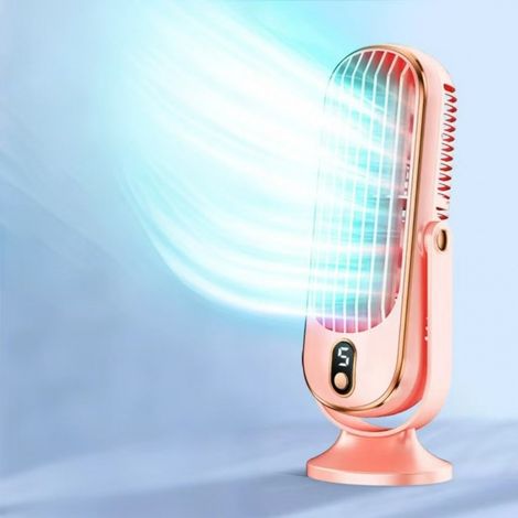 USB-aufladbarer Schreibtischventilator, tragbarer leiser oszillierender Ventilator für Auto, Zuhause und Studentenwohnheim, rosafarbenes Modell mit Kabel-lsw
