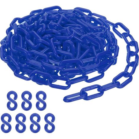 Chaîne en plastique bleu 16 pieds 6mm Chaîne de sécurité pour le contrôle de foule file d'attente parking clôture portail concert chantier et décoration (1/5)