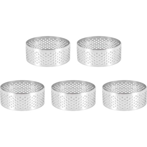 5 Pcs Cake Rings Perforated Stainless Steel Cake Rings 5cm Mousse Rings DIY Round Rings for Dessert Baking (1/5)
