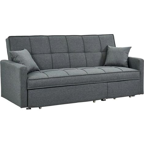 Divano letto 3 posti in Tessuto Grigio - CANETTI (1/5)