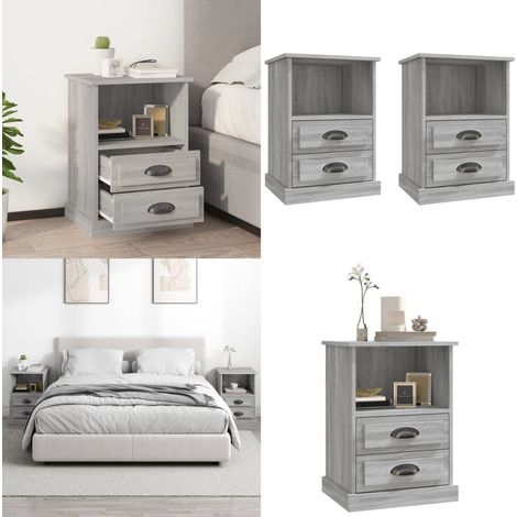 Nachttische 2 Stk. Grau Sonoma 43x36x60 cm - Nachttisch - Beistelltisch - Wohnzimmermöbel - Grau - Holzmöbel - Home & Living (1/5)