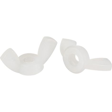 M3 Écrou Papillon Écrous à Oreilles Nylon Main Torsion Serrage Attaches Blanc 10pcs (1/5)