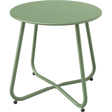 Grand patio Table Basse, Guéridons, Couleurs Variées, Acier, Poids Léger, Table D’appoint Ronde latérale pour Bureau, Balcon, Cuisine et la Chambre (Vert Sauge) (1/5)