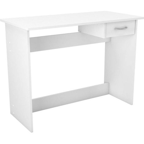 Dmora - Scrivania Bargagli, Scrittoio multiuso, Tavolo per ufficio porta PC, Piano di lavoro, 101x49 h76 cm, Bianco opaco (1/5)