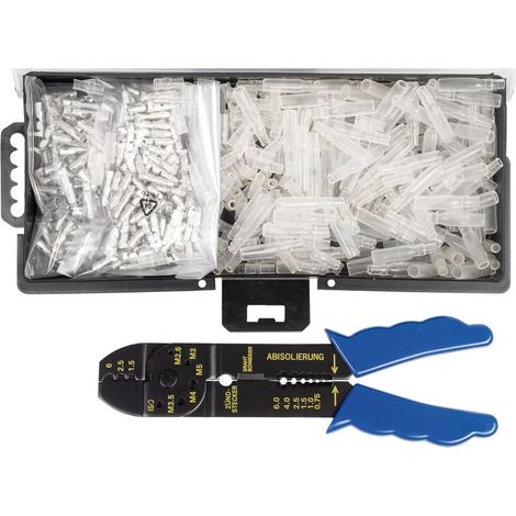 SW-Stahl 42591L jeu de fiches rondes avec pince à sertir I 125 fiches rondes isolées I 125 prises rondes isolées I pince à sertir jeu de fiches rondes I connecteurs étanches I jeu de fiches rondes pou (1/4)