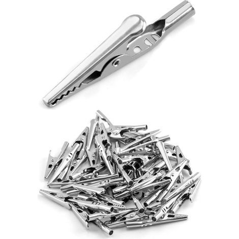 Lot de 50 Pince Crocodile en Métal pour Tests Électriques de Laboratoire, Longueur 50 mm (1/5)