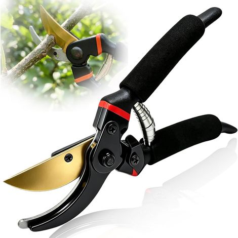 Forbici da potatura professionali con lame SK-5 antiruggine, ergonomiche, resistenti alle intemperie, versatili e a bassa manutenzione. (1/4)