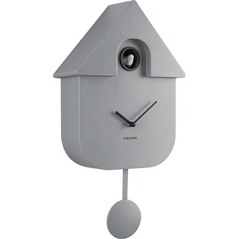 Horloge murale moderne Cuckoo gris – Plastique – 30 cm de diamètre – Mécanisme silencieux – Design contemporain – Karlsson (1/5)