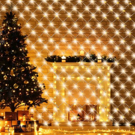 Randaco 3x2 m 200 LED Lichternetz 8 Modi Wasserdicht Lichterkette IP44 für Innen & Außen Weihnachten Hochzeit Party Garten Balkon Deko, Warmweiß (1/5)