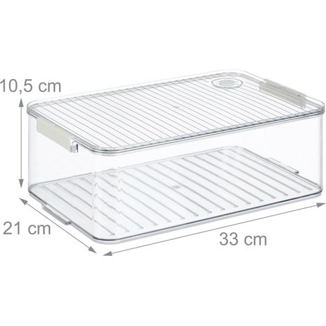 Set di 3 organizer per frigorifero impilabili design pratico 28 x 20 x 10 cm in plastica trasparente 130014589