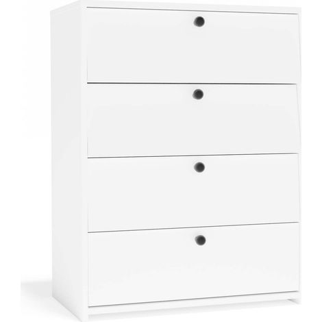 LOKA - Zapatero con 4 puertas abatibles - diseño moderno - blanco