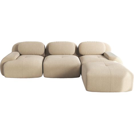 Sofá rinconero modular sin montaje de pana beige, 32D, 298 x 178 x 70 cm (1/5)
