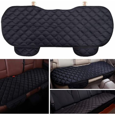 Coussin de Siège de Voiture Housse de Siège Housse en Velours pour Arrière Chaise Siège Avant Véhicule Housse Protection Tapis Protection pour Animaux Compagnie (1 Siège Arrière, Noir)