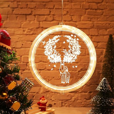 Weihnachtsfensterbeleuchtung, batteriebetriebene LED-Weihnachtsbeleuchtung (Rentier) – 24 cm (1/2)