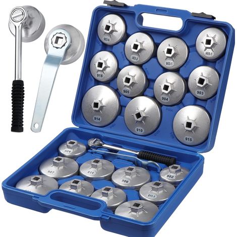 23PCS Cup Typ Ölfilterschlüssel, Aluminiumkappe Ölfilterschlüssel Entfernung Auto Steckdose Entferner Werkzeug