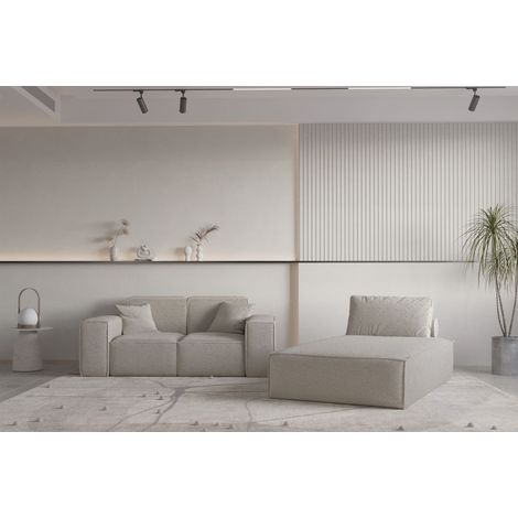 Sofa Set 2-teilig Sezlong und Sofa 2-Sitzer CELES PREMIUM Stoff Ascot Bukla Beige (1/4)