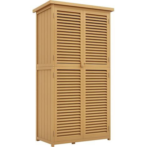 Casetta da Giardino i Legno a 4 Ripiani con Anta a Persiana, 87x46.5x160 cm, Giallo e Verde