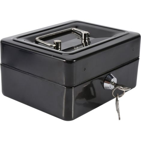 Coffre-fort portable en fer pour pièces de monnaie, mini et verrouillable, pour la maison (noir) (1/5)