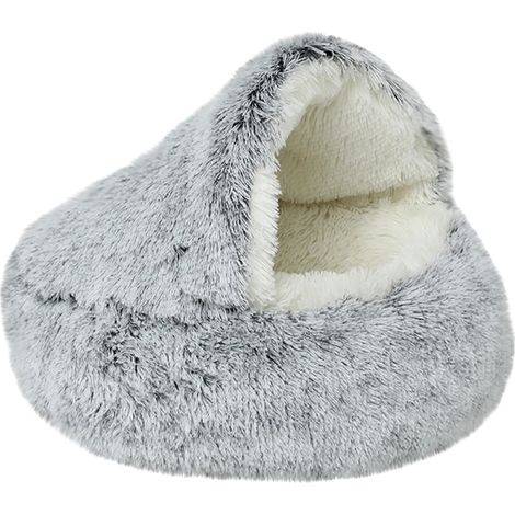 Lit Pour Chat - Tapis Douillet En Peluche Longue - Bord Surélevé Pour Sécurité - Fond Anti-Dérapant Et Résistant À L'Eau - 35 cm - 1 Pièce