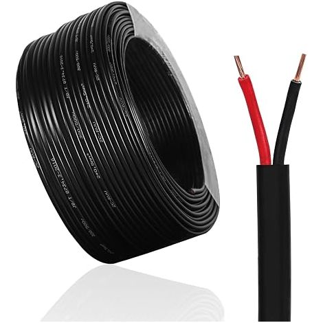Flat Cable 2 Wires, 2 x 0.5 mm², 10M, Red/Black Electric Cable, 12V/24V Trailer Cable for Wiring Trailer Tail Lights, Automotive Caravan Electric Wire, Boat Equipment (1/5)