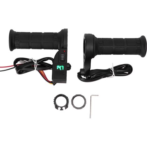 Poignées chauffantes électriques universelles réglables 22mm guidon avec voltmètre pour moto quad vert (1/5)