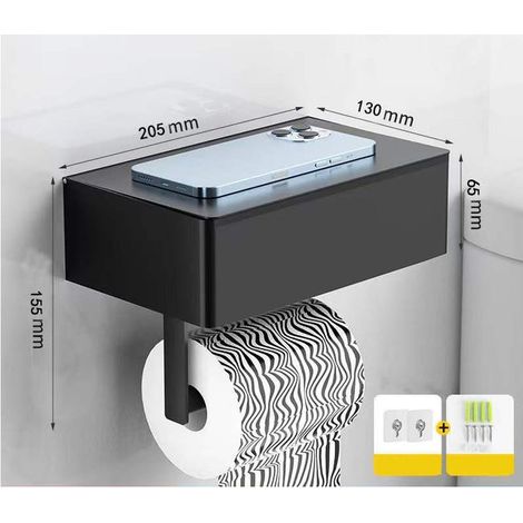Porta carta igienica con ripiano, dispenser e contenitore per salviette usa e getta, organizer da bagno a parete in acciaio inox (1/3)