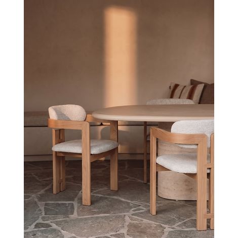 Niko - Chaise de salle à manger en bois de frêne laqué avec assise rembourrée en tissu (1/5)