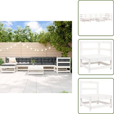 Mobili in legno - vidaXL Set Salotto da Giardino 8 pz in Legno Massello di Pino Bianco - Salotto esterno