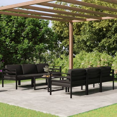 7-tlg. Garten-Lounge-Set mit Kissen Aluminium Anthrazit (1/5)