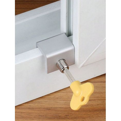 2 dispositifs de verrouillage limiteurs pour fenêtres et portes, protecteur anti-vol en plastique avec serrure à clé pour la sécurité domestique, installation facile et verrouillage sécurisé. (1/5)