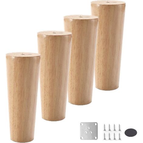 Pieds de Meubles Modernes,Pieds de Bureau en Bois de Chêne Massif,Pieds de Canapé Coniques,Pattes de Meuble de Cabinet TV,pour Diy Meuble(10cm) (1/5)