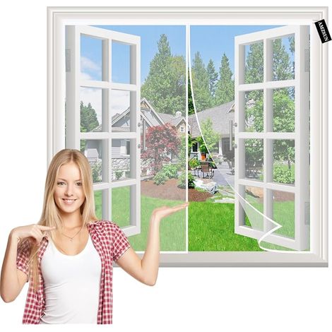 Moustiquaire Fenetre Fenetre Magnetique 60x150cm Rideau Magnétique Anti-moustique Garde l'Air Frais à l’Intérieur et les Insectes à l'Extérieur pour Couloirs Portes Blanc (1/5)