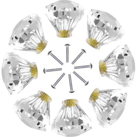 8 Pices Boutons de Porte 25mm Poignes de Tiroir poignes en cristal Poignes de Diamant Poignes de Meuble pour Placard PZCC (1/4)