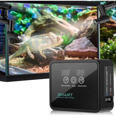 Nebulizzatore per terrari, Umidificatore intelligente per rettili con timer e nebulizzatore regolabile a 360° Sistema di nebulizzazione Spruzzo di irrigazione automatico per anfibi Piante Fiori (1/5)