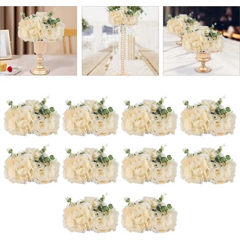 Centrotavola floreali, 10 sfere di fiori artificiali, diametro 40 cm, colore champagne, bouquet di fiori artificiali, rose finte per decorazioni di centrotavola per matrimoni