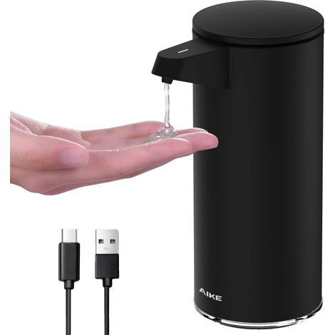 Dispensador de jabón líquido, funcionamiento sin contacto, volumen ajustable, negro mate, sí (1/2)