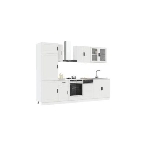 Ensemble d'armoires cuisine 8pcs Kalmar blanc bois d'ingénierie (1/5)