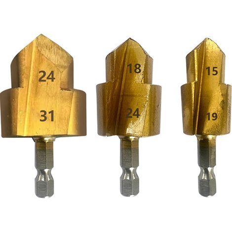 Reamer with pin, 6.35 mm hexagonal shank, PPR plastic tubing, pin expander, handy drill bit, plumber's reaming tool (20 25 32) (1/5)