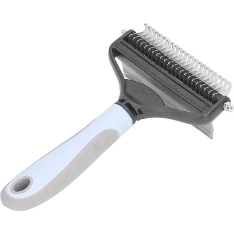 Peigne démêlant pour chien 2 en 1, brosse anti-perte en acier, démêloir pour chiot et grand chien, bleu (1/5)