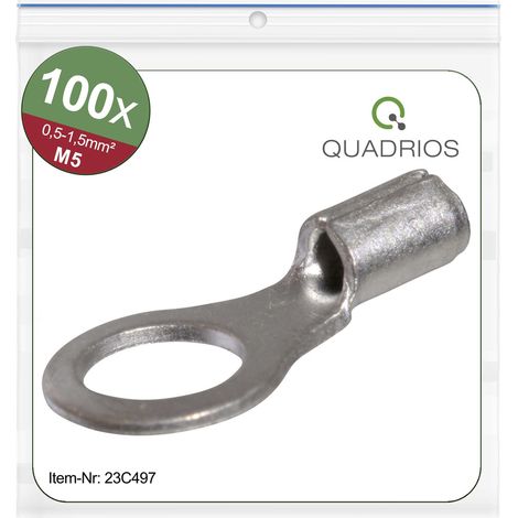 Quadrios 23C497 Ringkabelschuh Querschnitt (max.)=1.5 mm² Loch-Ø=5.3 mm Unisoliert 100 St.