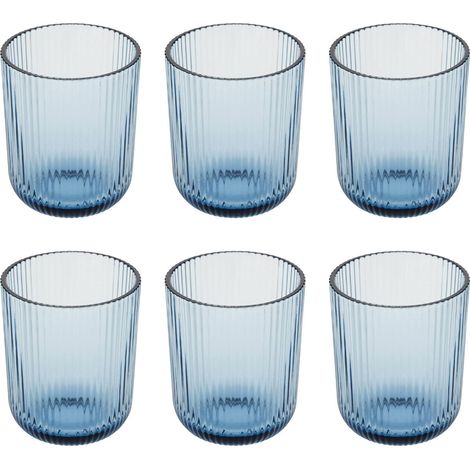 Lot de 6 Gobelets Bas Strie "Ema" 25cl Bleu