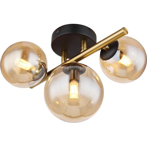 [NEUWERTIG] B-Ware Globo Riha Deckenleuchte Lampe Led Glas Amber Leuchte Glas Amber 28 5 Cm