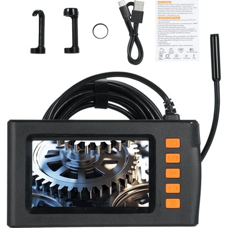 Cámara endoscópica de doble lente 1080p, pantalla LCD de 4,3 pulgadas, resistente al agua IP67, LED ajustable, cable de 5 m (1/5)