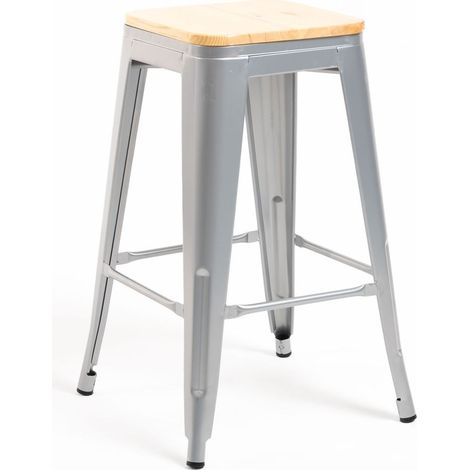 Packs Taburetes Bajos - Pack 4 Taburetes Torix Bajos Madera Natural - Gris metalizado (1/5)