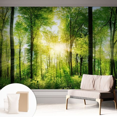 Papier peint intissé décoratif pour salon chambre et cuisine Facile à poser avec colle Harmonie de la forêt 312x219 cm (1/5)