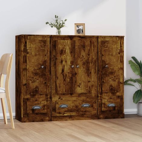 Buffets 3 pcs chêne fumé bois d'ingénierie (1/5)