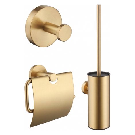 Adema Rise Ensemble WC - porte-rouleau de papier toilette - patère - ensemble brosse de toilette - assorti à Grohe brushed cool sunrise